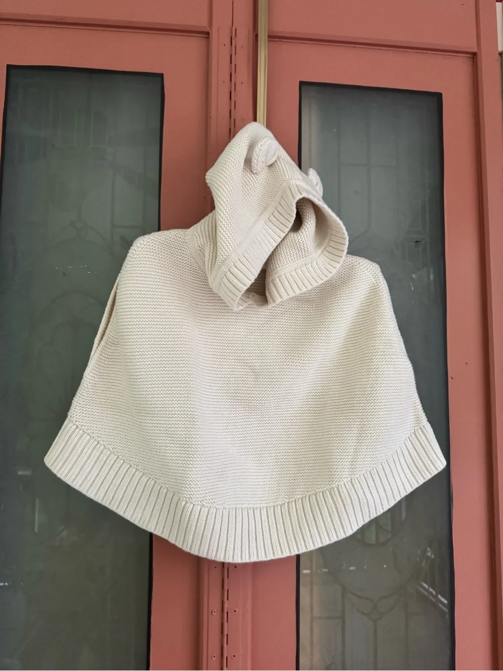 GAP 3T Cream Knit Hooded Poncho with Bear Ears